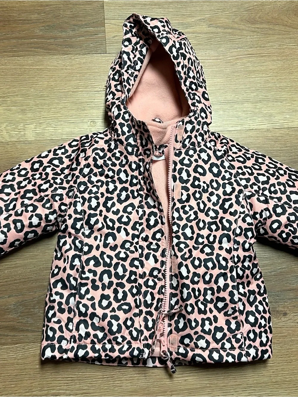 The Children's Place Pink Leopard Hooded Puffer Jacket
